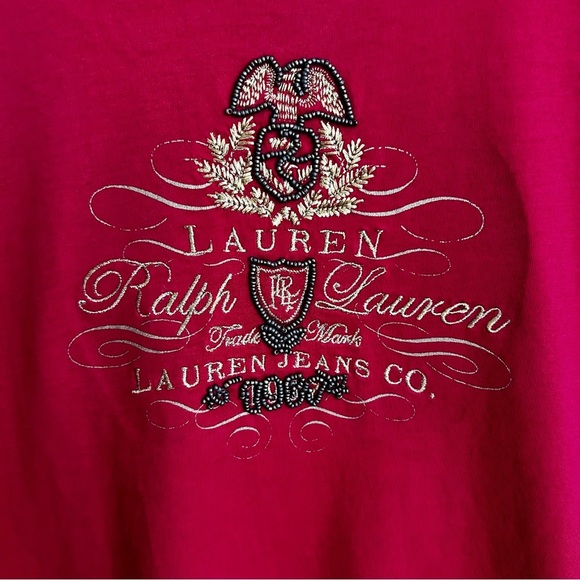 Ralph Lauren Jeans Co Red Long Sleeve Crewneck Tee - Picture 3 of 7